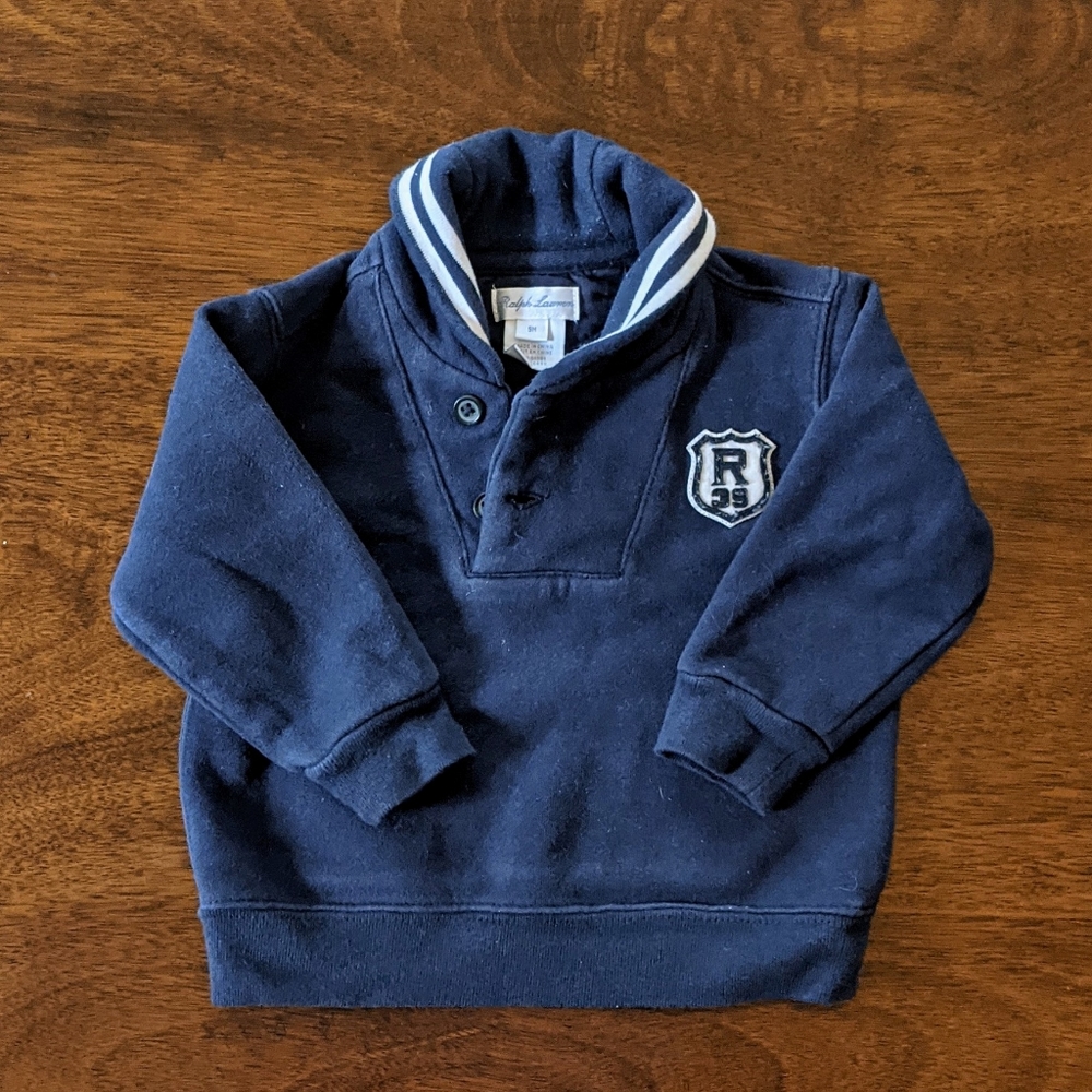 Ralph Lauren navy shawl collar pullover sweater